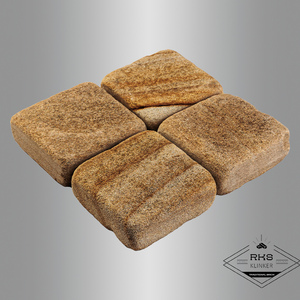 Брусчатка состаренная из песчаника "Радуга" 100х100х30-40