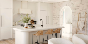 Стены на кухне из белого камня натурального 3D панели RKS SLATE Песчаник White Sandstone Country заказать с доставкой (1)