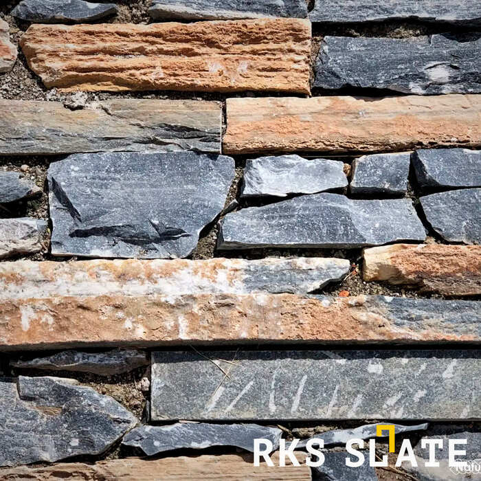 Фасадный облицовочный камень Rusty Black Quartz Strips в Краснодаре