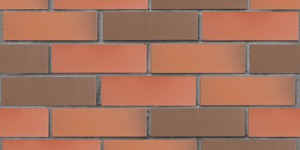 Клинкерный кирпич ЛСР Ноттингем красный флеш, гладкий 0,7НФ на сером шве
