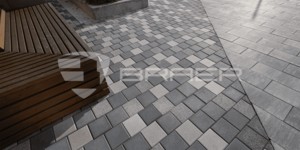 Фото дорожек из плитки тротуарной Лувр гранит на белом, серый, белый от БРАЕР